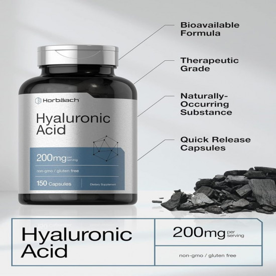 Horbaach Hyaluronic Acid Supplement | 200 mg | 150 Capsules