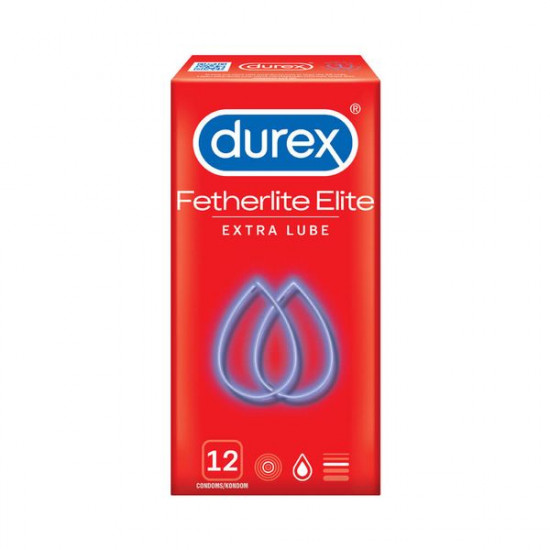 Durex Fetherlite Elite Extra Lube Condoms For Men | 12's