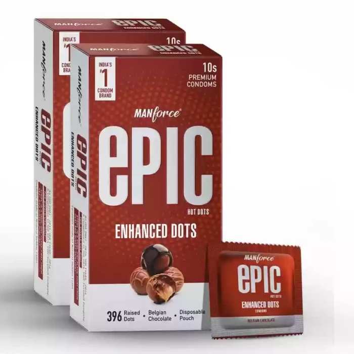 Manforce Epic Hot Dots With 396 Raised Dots Belgian Chocolate Condom 10pcs