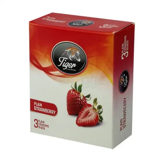 Tiger Plain Strawberry Flavored Condom 1 Packet