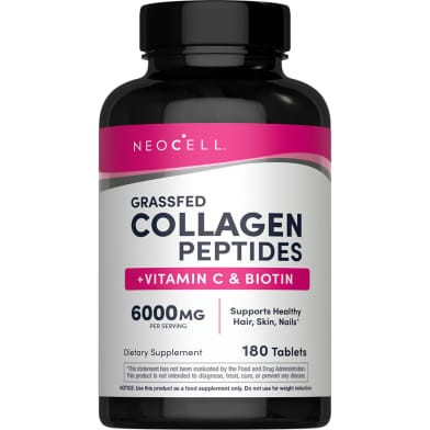NeoCell Grassfed Collagen Peptides 6000 mg with Vitamin C & Biotin (180 Tablets)