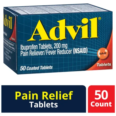 Advil Pain Reliever Fever Reducer, Ibuprofen 200mg Tablets, 50ct