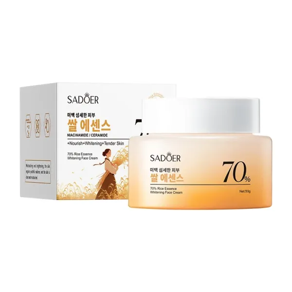 Sadoer 70% Rice Essence Whitening Face Cream with Niacinamide Ceramide 50g