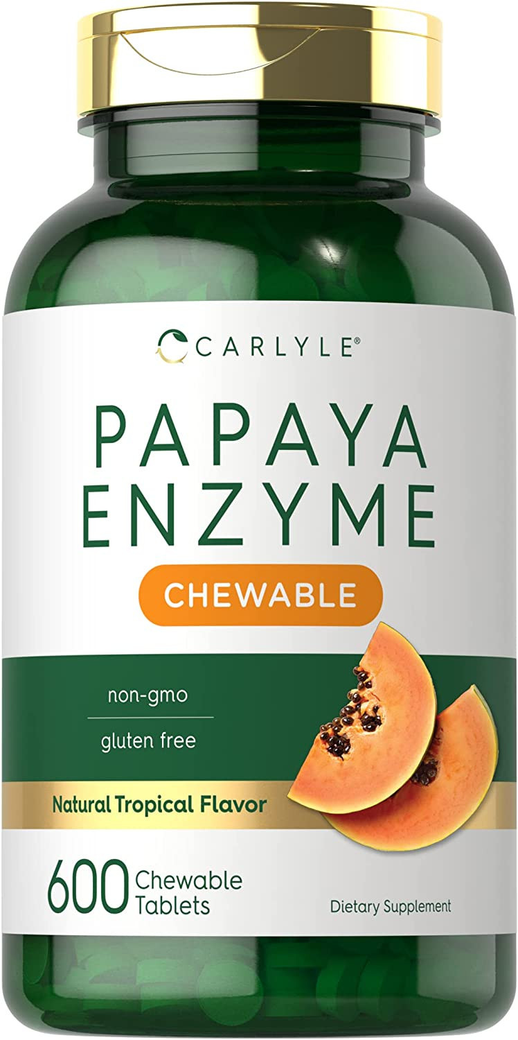 Carlyle Papaya Enzyme Chewable 300 Tablets Tropical Flavor