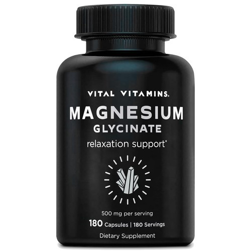 Vital Vitamins Magnesium Glycinate 500mg Relaxation Support, 180 Capsules
