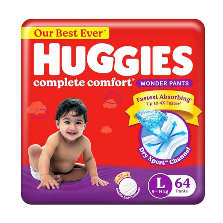 Huggies Complete Comfort L, 9-14 kg Baby Diaper Pants, 64pcs