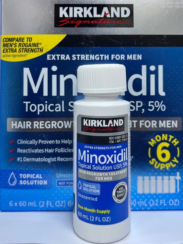 Kirkland Minoxidil 5% Solution (60ml x 6 Bottles) – 6 Month Supply for Hair Regrowth