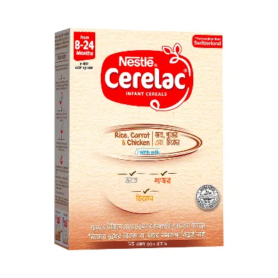 Nestle Cerelac Rice,Carrot & Chicken Stage-2 (8-24 Months) 350g Box