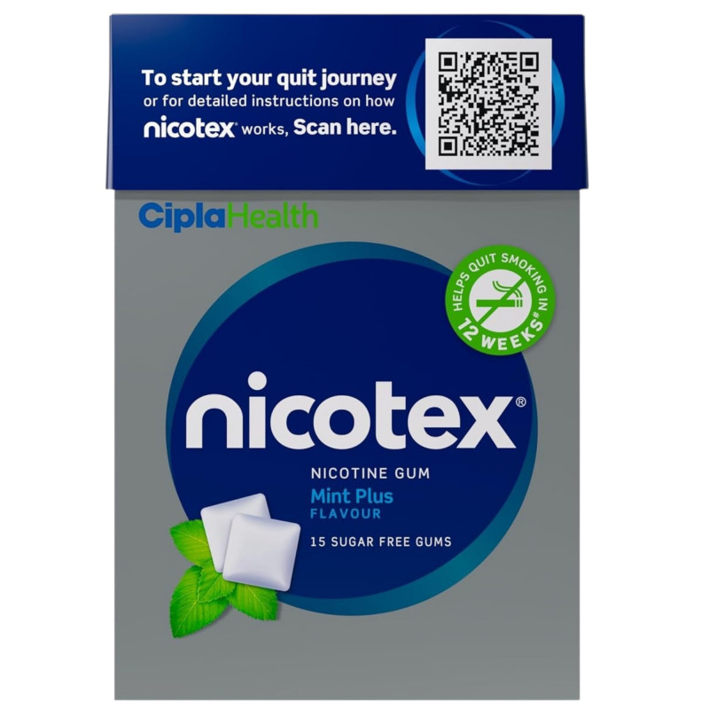 Cipla Nicotex Nicotine Sugar Free Mint Plus Gums 2mg | India