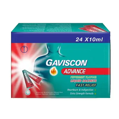 Gaviscon Advance Peppermint Liquid Sachets 24'sX10ml