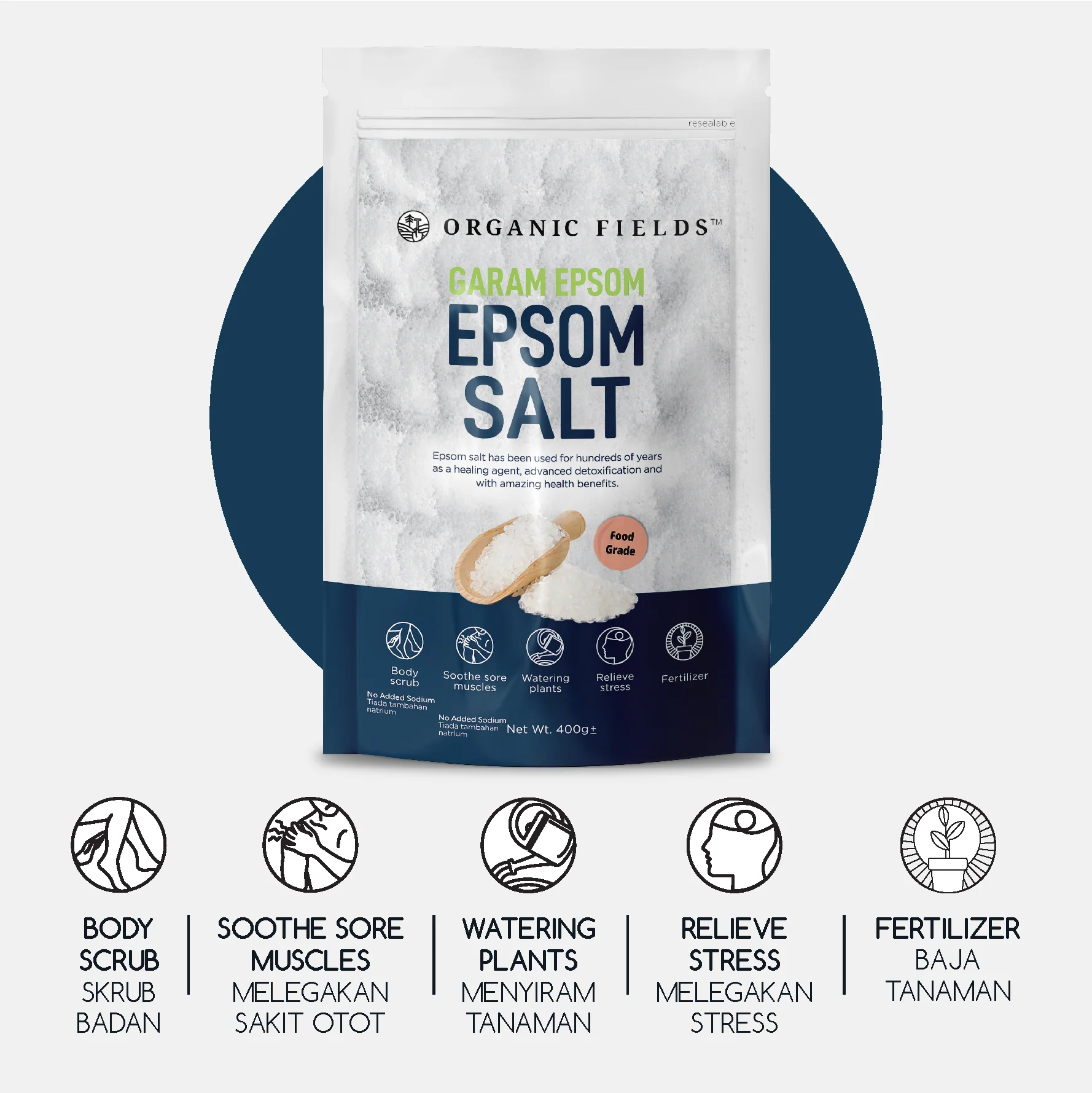 Organic Fields Epsom Salt 400g