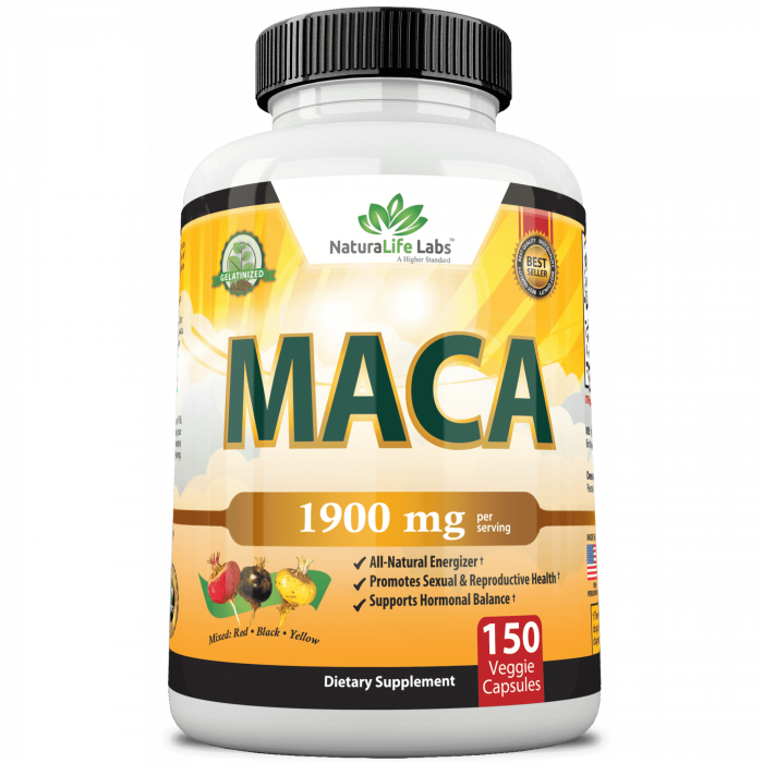 NaturaLife Labs Organic Maca 1900 mg, 150 Vegan Capsules, USA Made