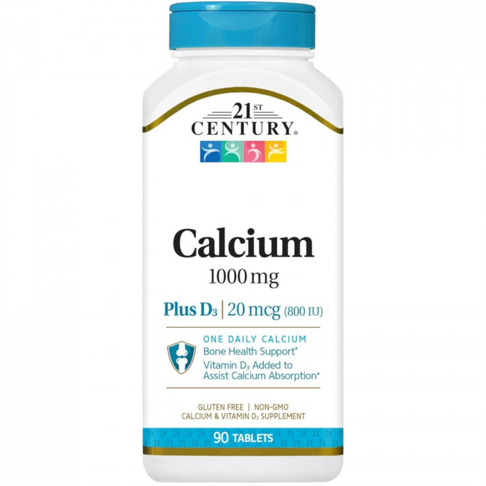 21st Century Calcium 1000 mg +D3, 90 Tablets | USA