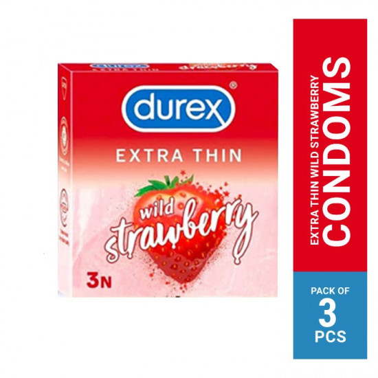 Durex Extra Thin Wild Strawberry Flavored Condom 3'sPack