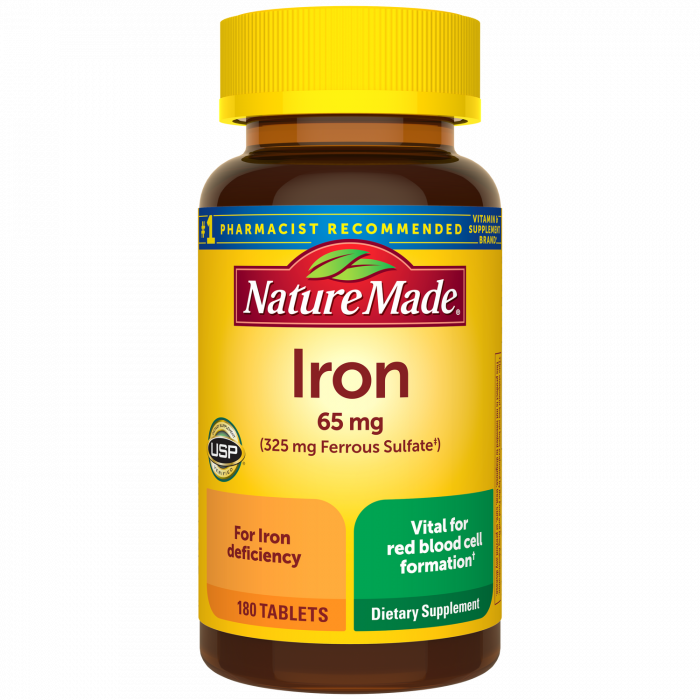 Nature Made Iron 65 mg (325 mg Ferrous Sulfate), 180 Tablets | USA