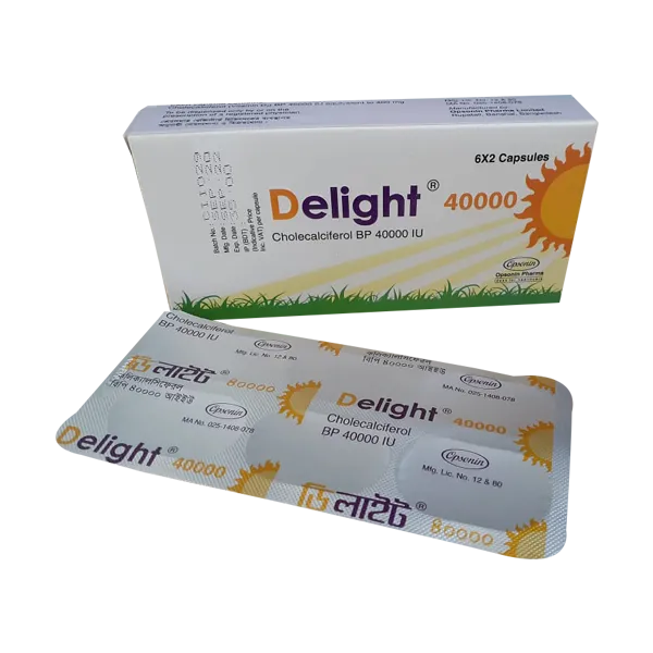 Delight Cholecalciferol [Vitamin D3] 40000 IU Capsule