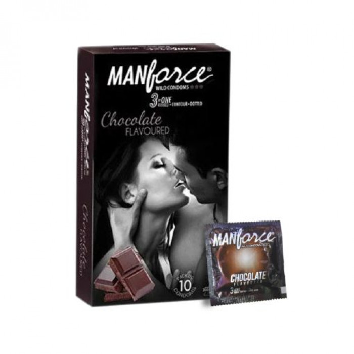 Manforce Wild Condom 3 In1 Chocolate Flavour (10 Pcs Pack)