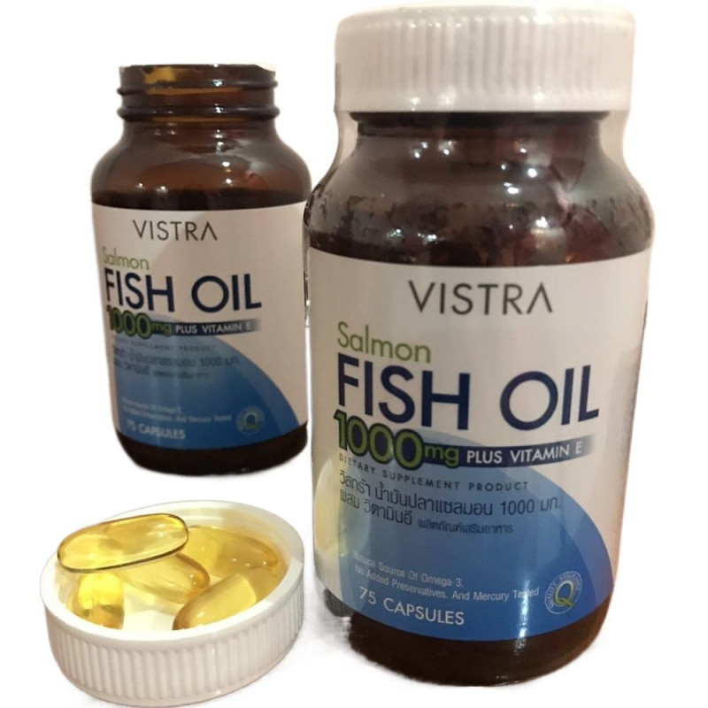 Vistra Salmon Fish Oil 1000mg Plus Vitamin E, 75 Softgels