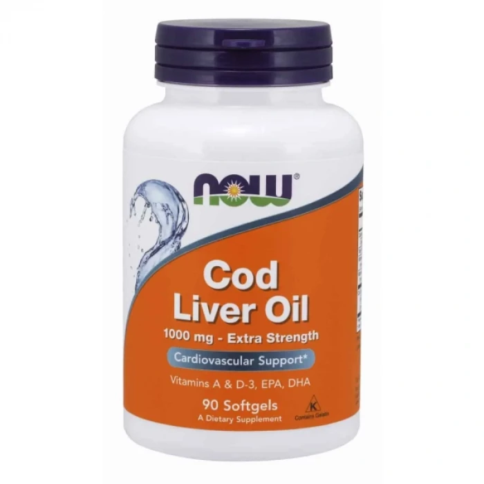 NOW Foods Cod Liver Oil 1000mg, 90 Softgel | USA Made
