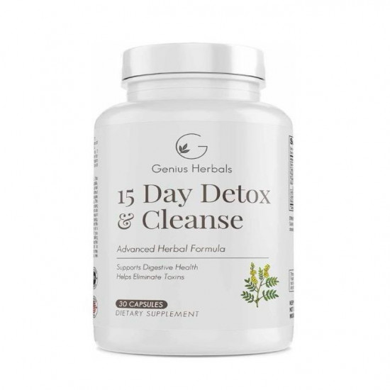 Genius Herbals 15 Day Detox and Cleanse Supplement, 30 Capsules | USA