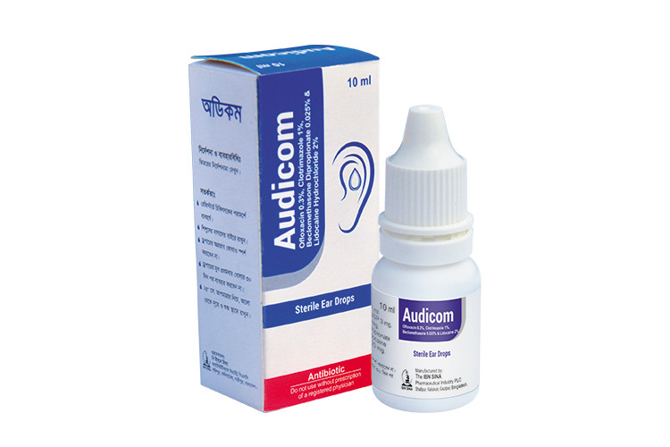Audicom 0.3%+1%+0.025%+2% Ear Drop 10ml