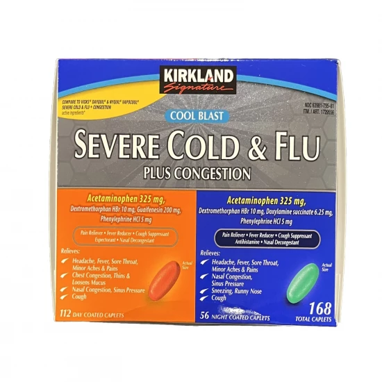 Kirkland Signature Severe Cold & Flu Plus Congestion | 168 Caplets