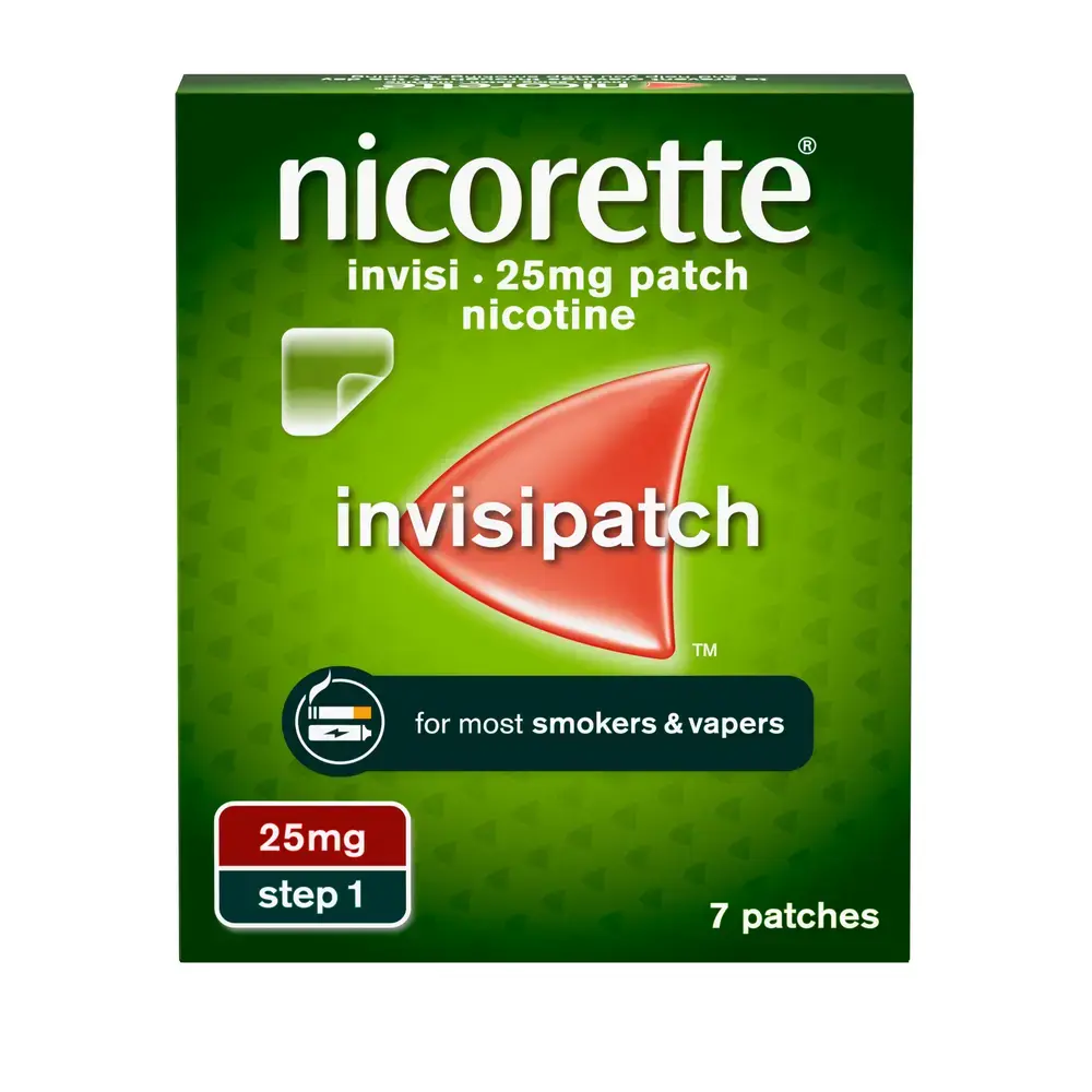 Nicorette InvisiPatch, Step 1, 25mg, 7 Patches For most Smokers & Vapors