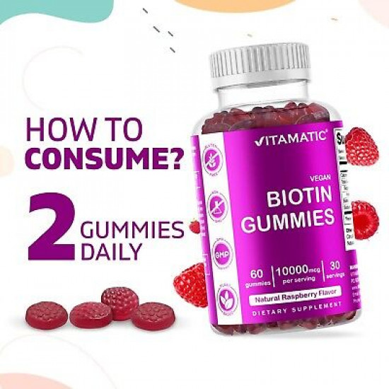 Vitamatic Biotin Gummies 10000mcg | 60 Gummies