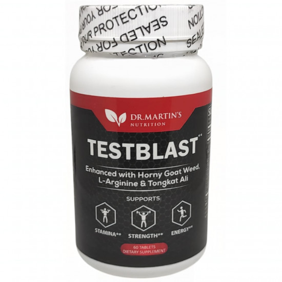 Dr. Martins TESTBLAST, Naturally Boost Stamina, Endurance,  Burn Fat & Build Lean Muscle Mass, 60 Count, USA