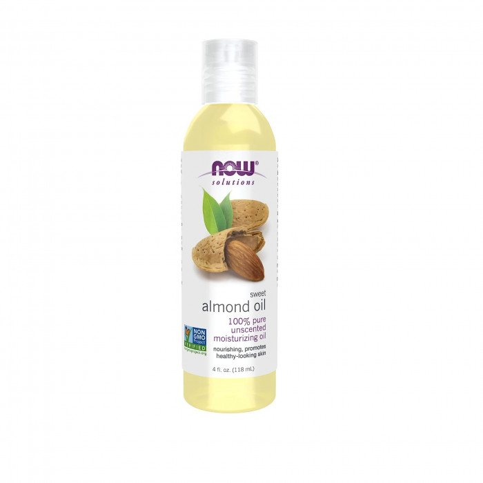 NOW Solutions 100% Pure Unscented Sweet Almond Moisturizing Oil, 118ml, USA