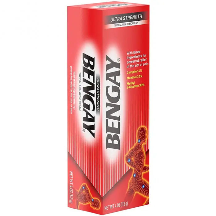 Ultra Strength Bengay Topical Pain Relief Cream, Non-Greasy Topical Analgesic for Minor Arthritis, Muscle, Joint, and Back Pain, Camphor, Menthol & Methyl, 113 gram, USA