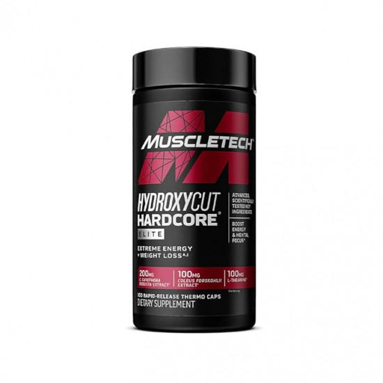Muscletech Hydroxycut Hardcore Elite (250mg Caffeine Anhydrous, 200mg Green Coffee, 100mg L-Theanine) 100 Capsules