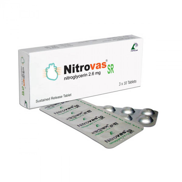 Nitrovas SR 2.6mg Tablet 1 Strip