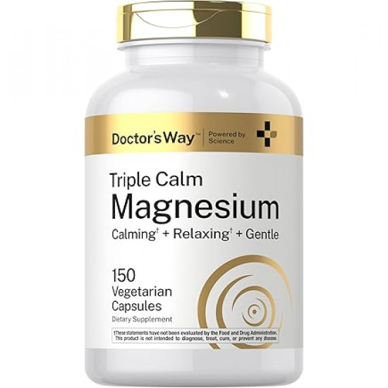Horbaach Doctor's Way Triple Calming + Relaxing + Gentle Magnesium, 150 Vegetarian Capsules