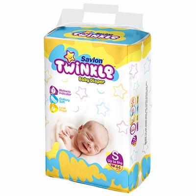 Savlon Twinkle Baby Diaper, Belt System, S-Size , 44pcs