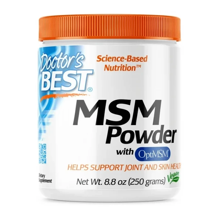 Doctor's Best MSM Powder with OptiMSM, Healthy Connective Tissues and Joint Support, Reduces Joint Pain, Non-GMO, Vegan, Gluten Free, Soy Free, 250 Grams, USA