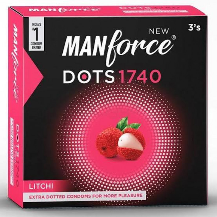 Manforce 1740 Dots Litchi Flavor Condom 3's Pack