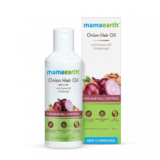 Mamaearth Onion Hair Oil for Hair Growth & Hair Fall Control with Redensyl 150 ml