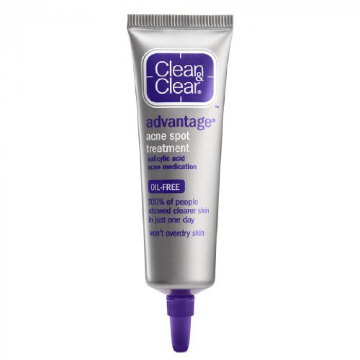 Clean & Clear Advantage Acne Spot Treatment, Oil Free Acne Treatment with Salicylic Acid, Witch Hazel, and BHA, Gel Pimple Cream for Adults and Teens, Witch Hazel & Salicylic Acid Medication,