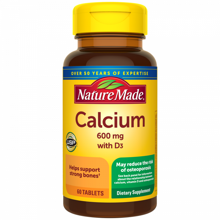 Nature Made Calcium 600 mg Tablets with Vitamin D3, 60 Tablets | USA