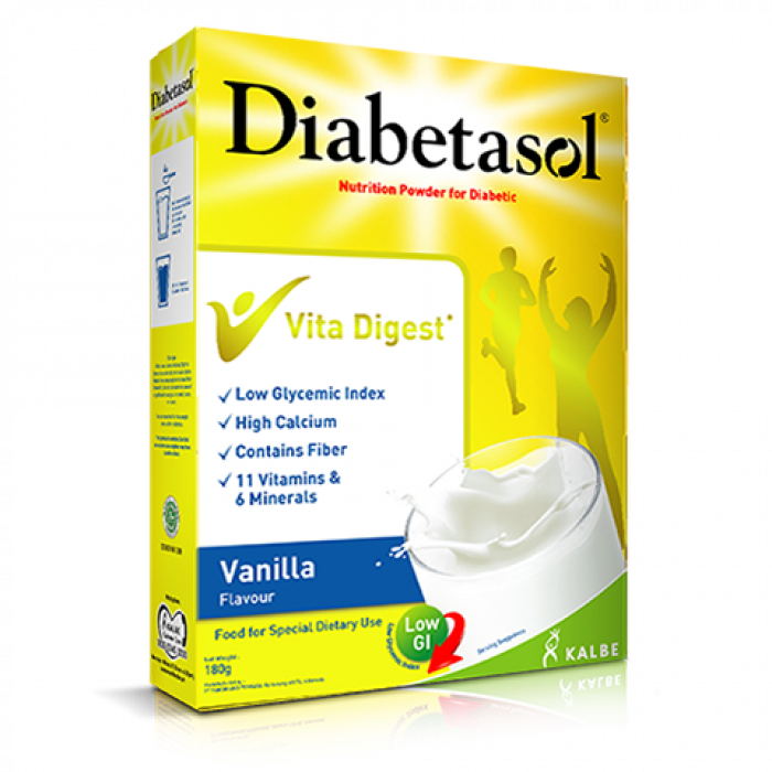 Diabetasol Diabetic Powdered Milk, Vanilla, 180gm
