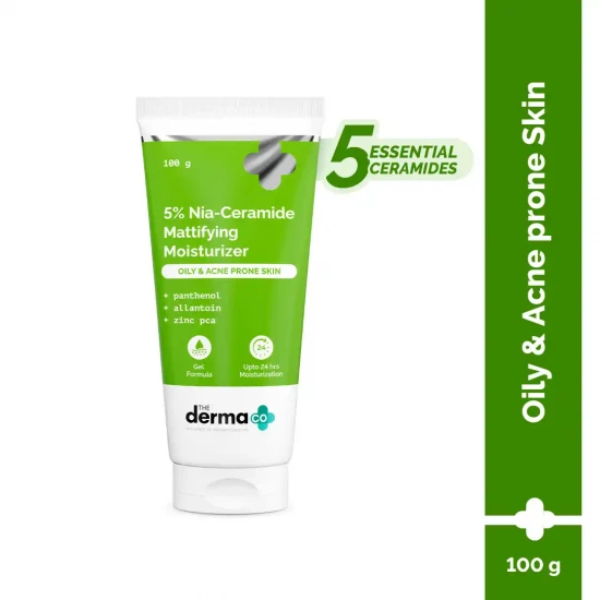 The Derma Co 5% Nia-Ceramide Mattifying Moisturizer | Oily & Acne Prone Skin | 100g