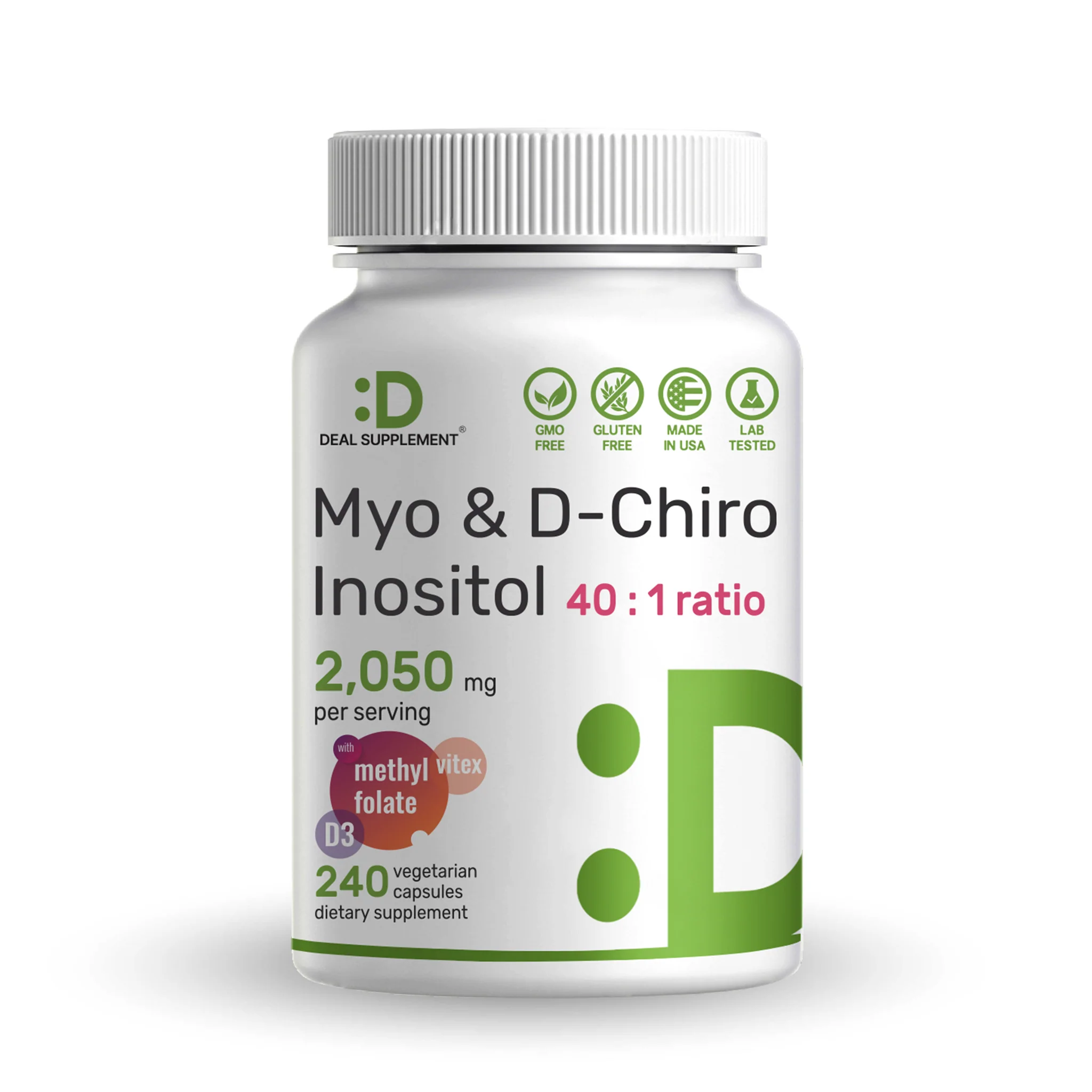Myo-Inositol And D-Chiro Inositol (40:1) 2,050mg Per Serving, 240 Capsules